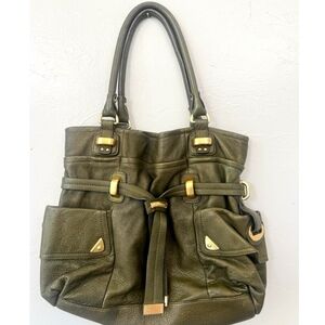 b. makowsky Soft Leather Hobo Shoulder Bag Olive Green 🫒 EUC
